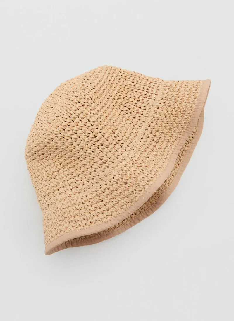 MANGO natural fibre bucket hat